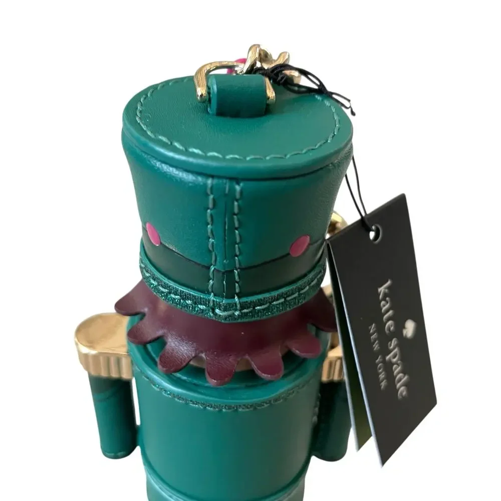 Kate Spade Oh What Fun 3D Nutcracker Key Chain Green Leather NEW